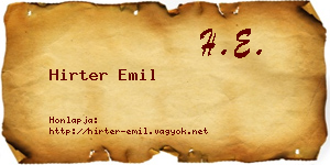 Hirter Emil névjegykártya